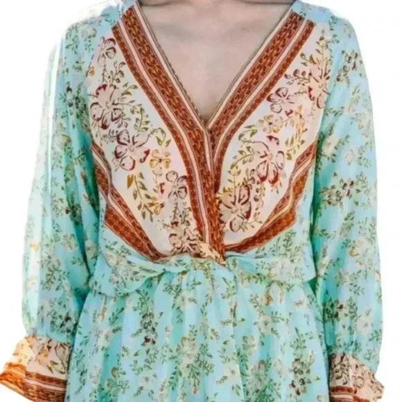 UMGEE Mixed Printed Faux Wrap Mini Dress Size Small - Picture 2 of 11